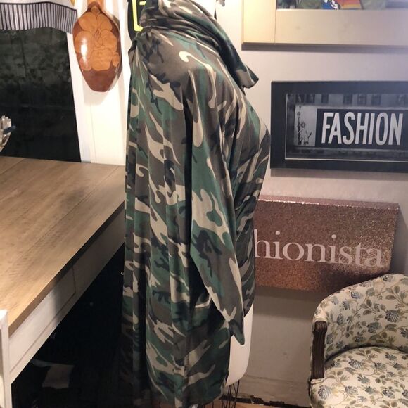 Camo Loungewear Hi Lo Poncho with Cowl Neck Comfort. Relax and disappear 🫥 - Picture 5 of 17